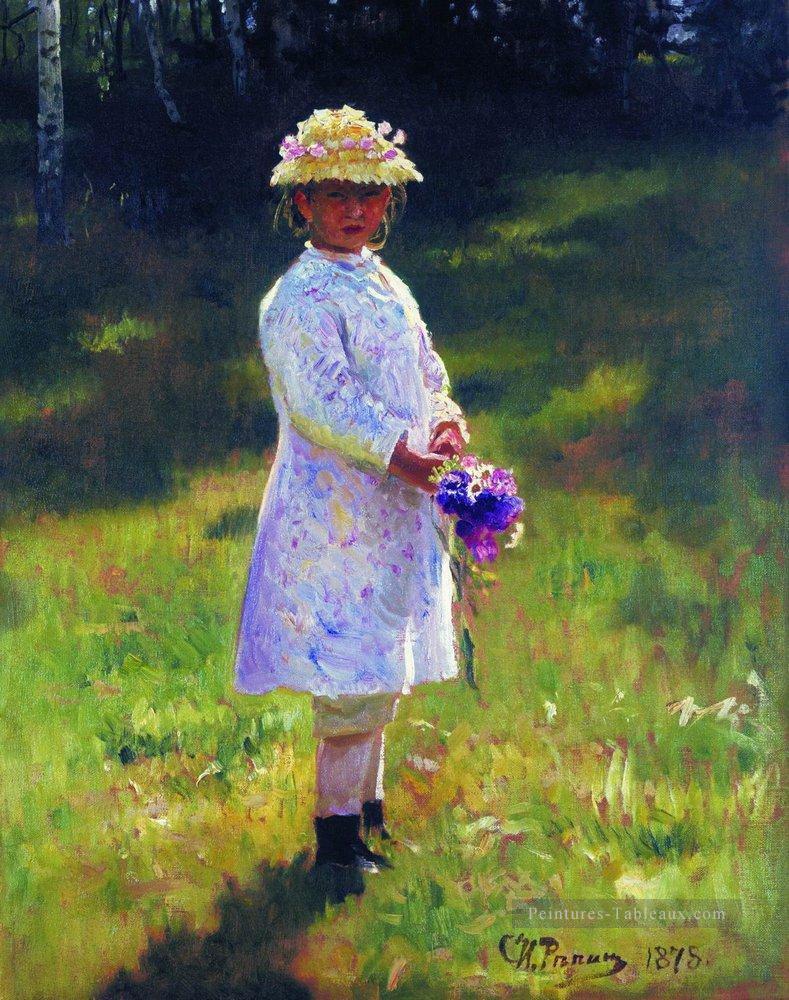 fille avec fleurs fille de l’artiste 1878 Ilya Repin Peintures à l'huile